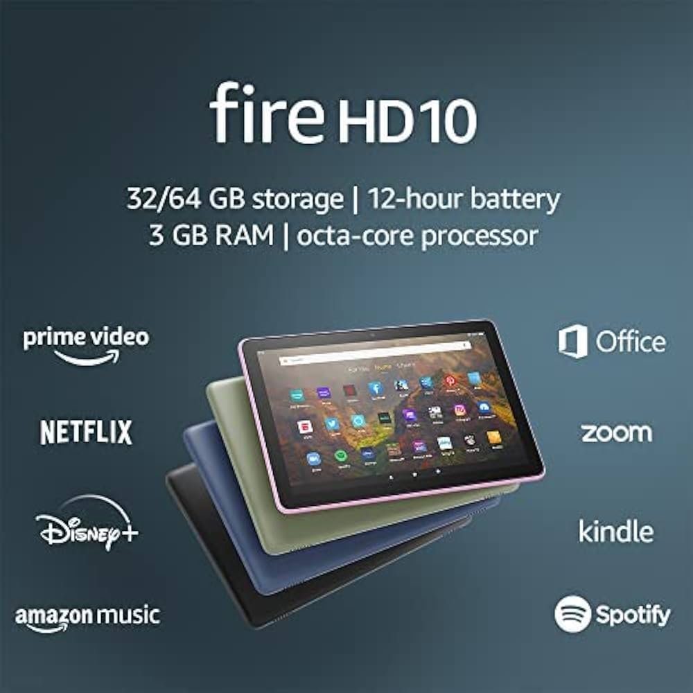 2021 Lavender Fire HD 10 Tablet, 1080p Display & 64 GB | Amazon