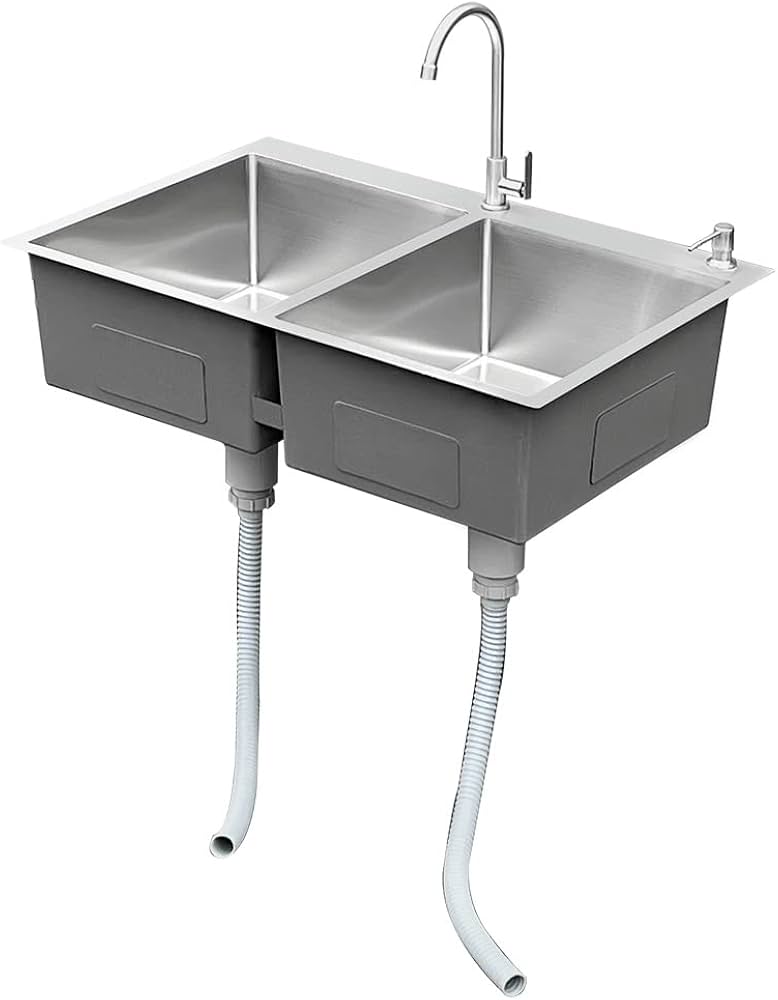 Amazon.co.jp: キッチン シンク 2槽式 埋込式 ステンレス製 900×600