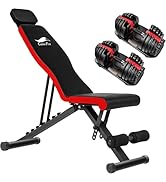 Amazon | CuteeFox 商品 トレーニングベンチ＋可変式 ダンベル 24kg