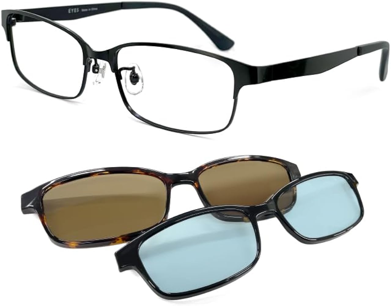 Amazon.co.jp: クリップオン サングラス 偏光 レンズ付き 眼鏡 3136-1