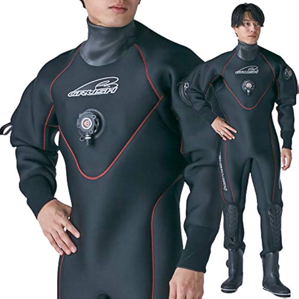 Amazon | GRUSH ドライスーツ メンズ DRY SUITS BK x RDステッチ XL