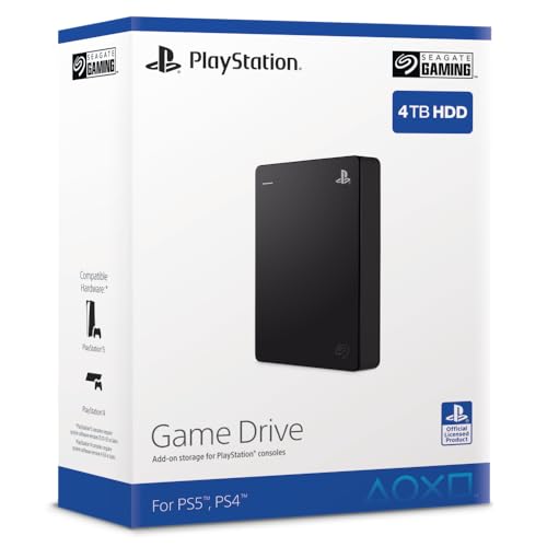 Seagate Game Drive for PS4, 4TB, Portable External Hard Drive