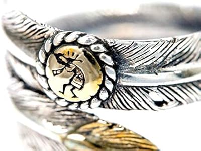 Amazon.co.jp: インディアンジュエリー リング イーグルフェザー 鷲 羽