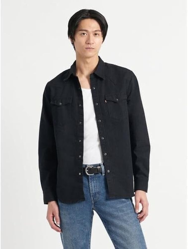 Amazon.co.jp: [リーバイス] ウエスタンシャツ ブラック NEW BLACK