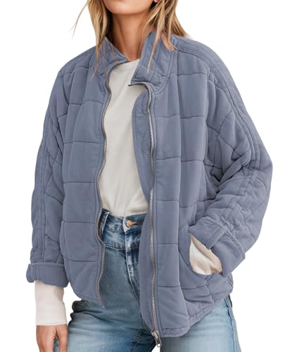 ETCYY Women's Zip Up Lightweight Quilted Jackets Long Sleeve