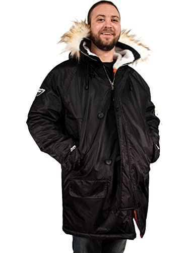 Freeze Defense Mens Snorkel Parka Winter Coat Jacket (Small, Black