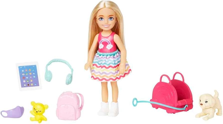 Amazon.com: Barbie Chelsea Small Doll & 6 Accessories, Travel Set