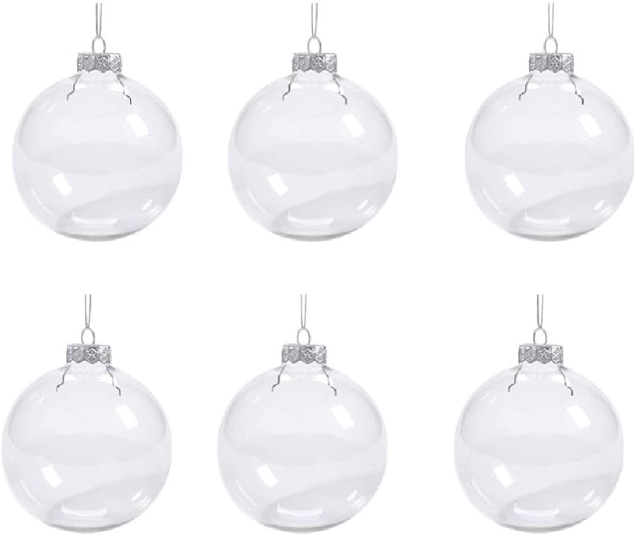 Amazon.co.jp: 6 個クリスマスボール透明ガラスボールペンダント
