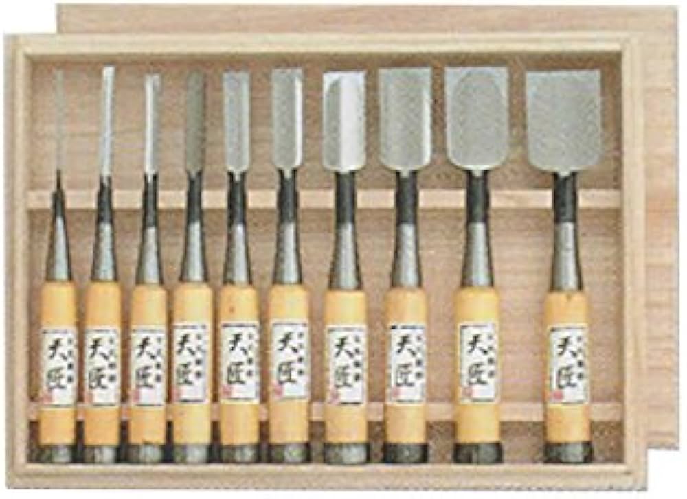 Amazon | ノミ 鑿 のみ 組のみ 天匠 古式鍛錬 追入 グミ (10本組) 3・6