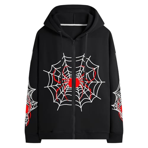 Amazon.com: Hesaco Spider Graphic Hoodies Y2k Zip Up Hoodie Men