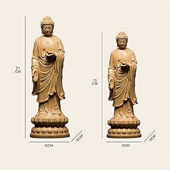 Amazon｜釈迦如来立像 木彫り 釈迦牟尼仏 木製 仏像 仏教 美術品 置物