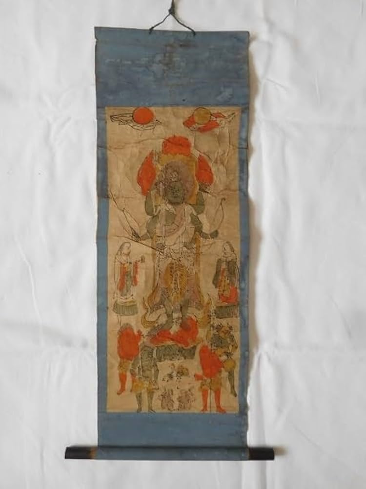 Amazon.co.jp: 版画古い掛軸 青面金剛明王 邪鬼 夜叉神 庚申信仰 仏画