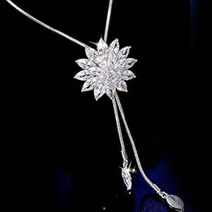 Shining Diva Fashion Jewellery Crystal Flower Long Chain Stylish