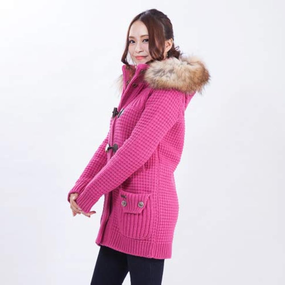 Amazon | [バーク] レディース ファー付き ニットダッフルコート