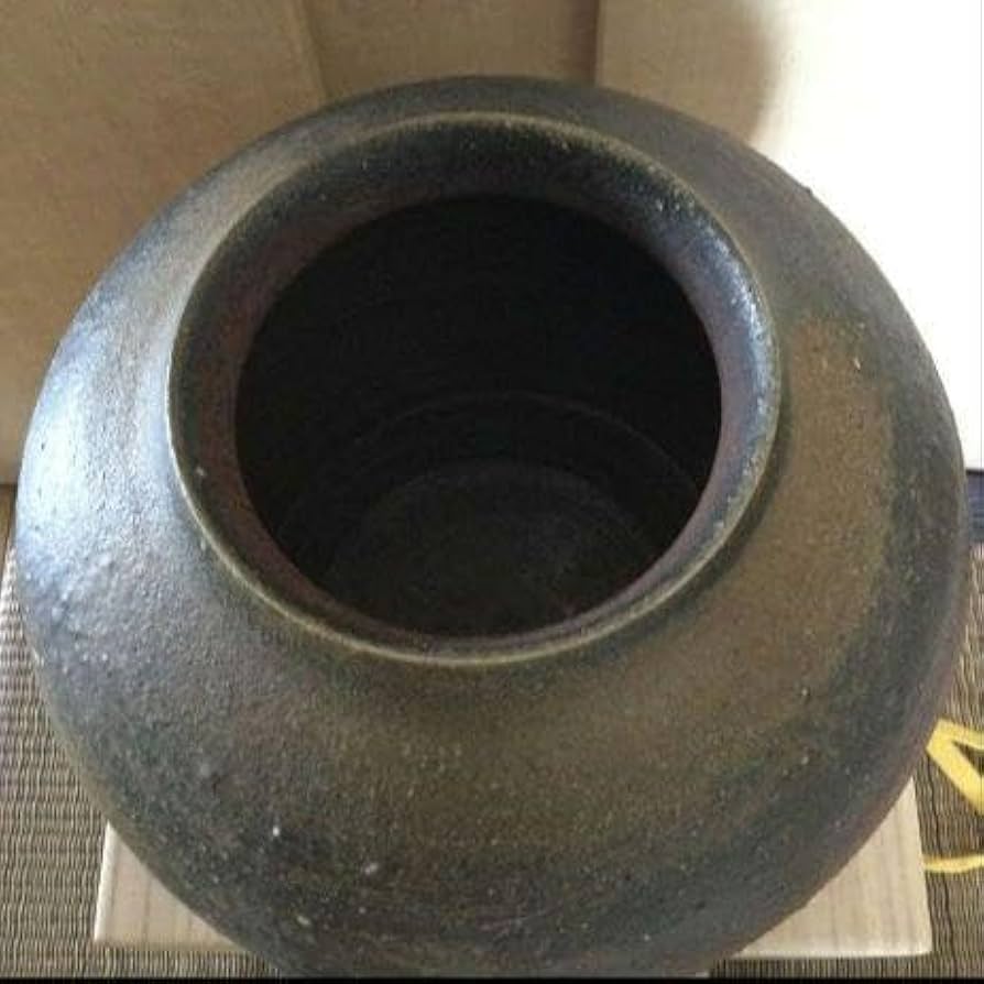 Amazon.co.jp: 1 備前焼 花瓶 共箱 的野求 まる壺 木箱入り 夕立受窯