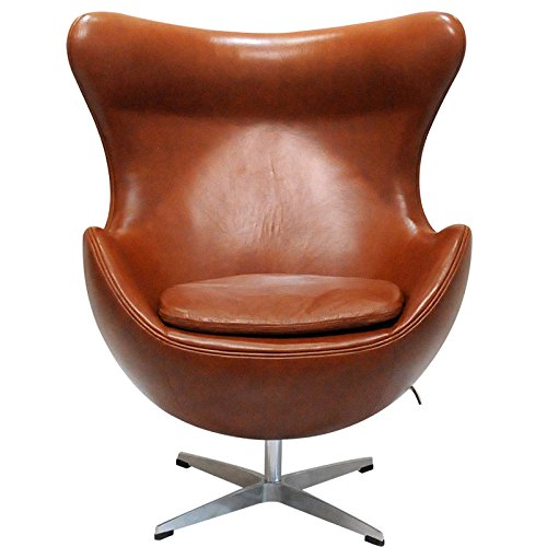 Amazon｜エッグチェア レザー仕様 本革 色 ブラウン アルネヤコブセン