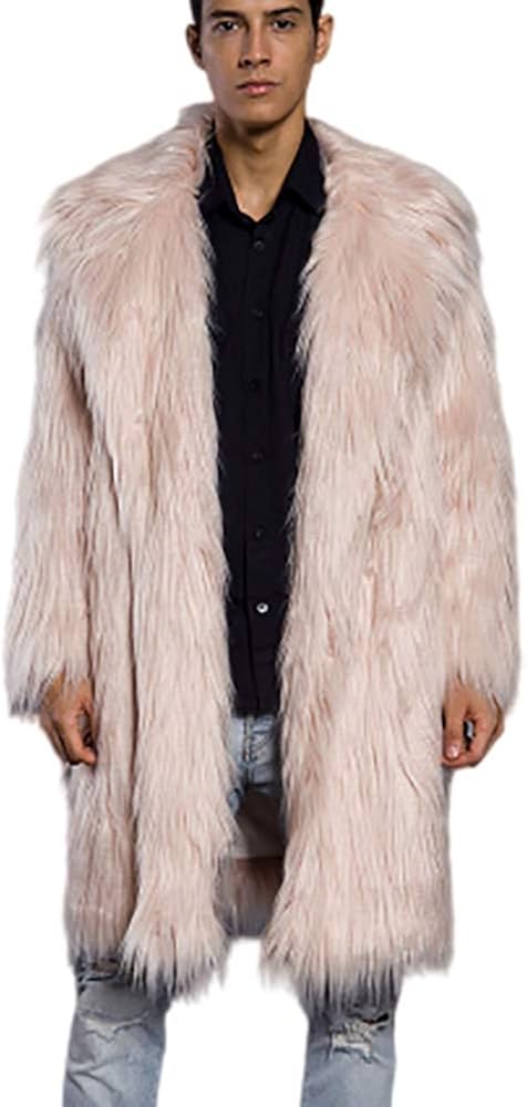 Amazon.co.jp: フェイクファーロングジャケットメンズ、ウィンター