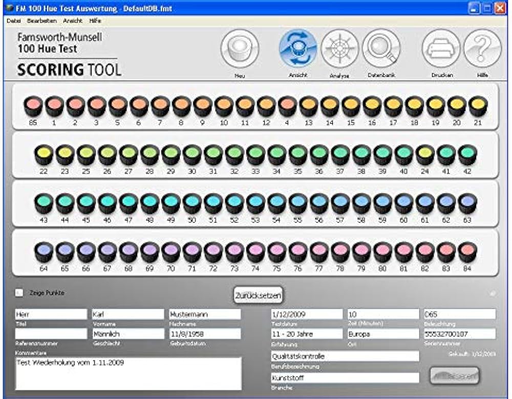 Farnsworth Munsell 100 Hue Test | Color Vision Analysis Tool