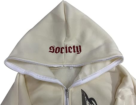 ZHUZHAO 2023 Punk Jackets Streetwear Goth Oversized Zip Up Hoodie