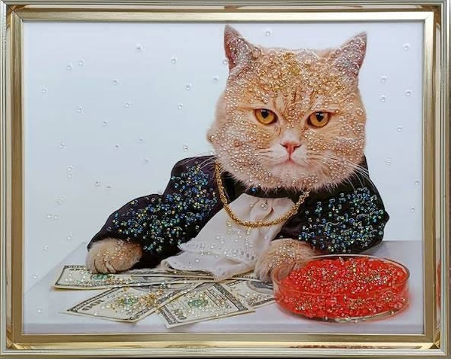 Amazon.co.jp: アートフレーム セレブキャット 絵画 クリスタル