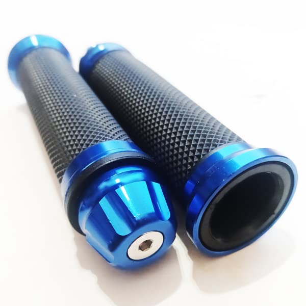 Amazon | アルミ ハンドル グリップ 22.2mm バーエンド 一体型 青