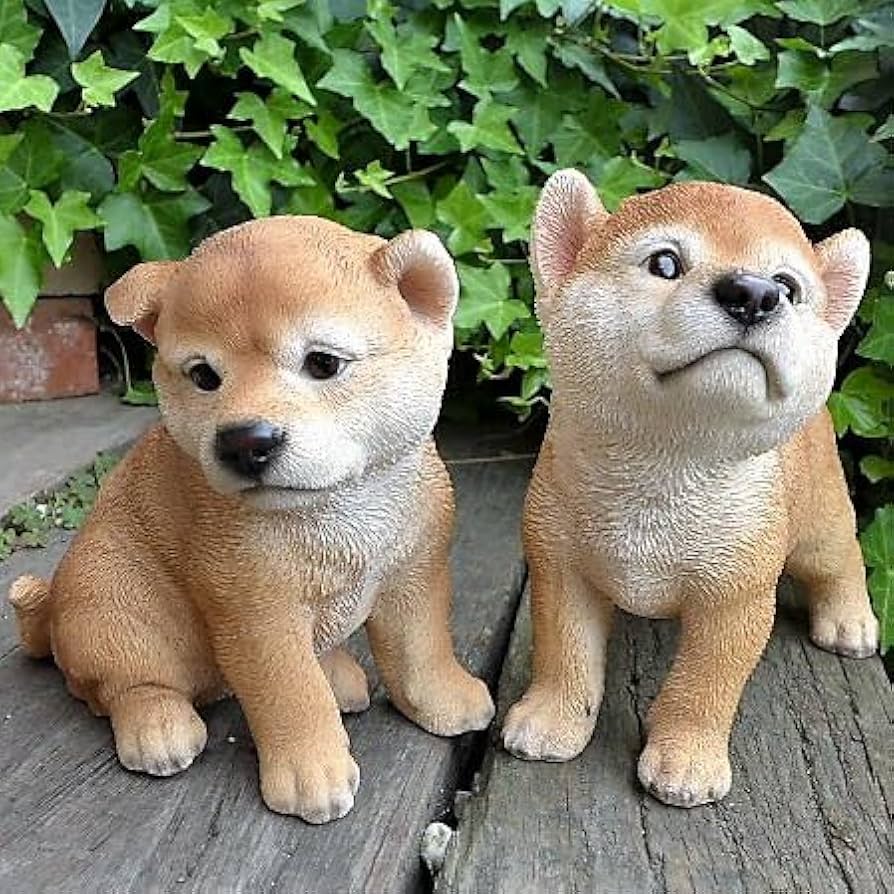 Amazon.co.jp: 犬の置物 秋田犬2匹セット 子犬 N13392 いぬ イヌ