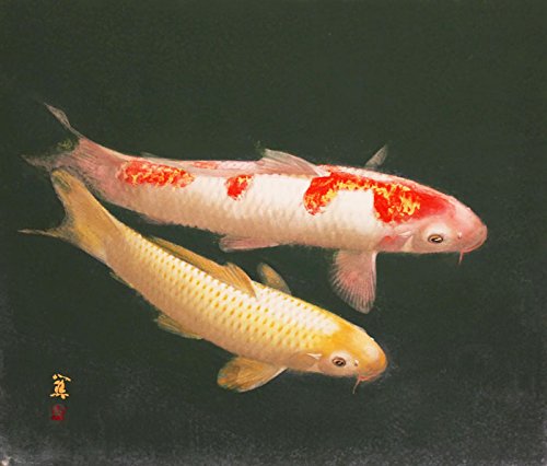 Amazon.co.jp: 山下関城 『双鯉』 日本画 F10(10号) : ホーム＆キッチン