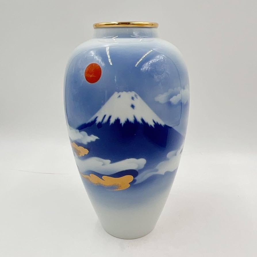 Amazon.co.jp: 有田焼 深川製磁 雲金光明富士 花瓶 宮内庁御用達