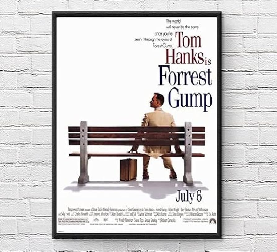 Amazon.co.jp: 【フレーム付-黒-】映画ポスター フォレストガンプ