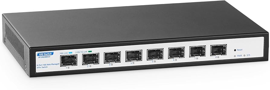 Amazon.com: 8 Port 10Gbps SFP+ Managed Switch, Support 1G/2.5G/10G