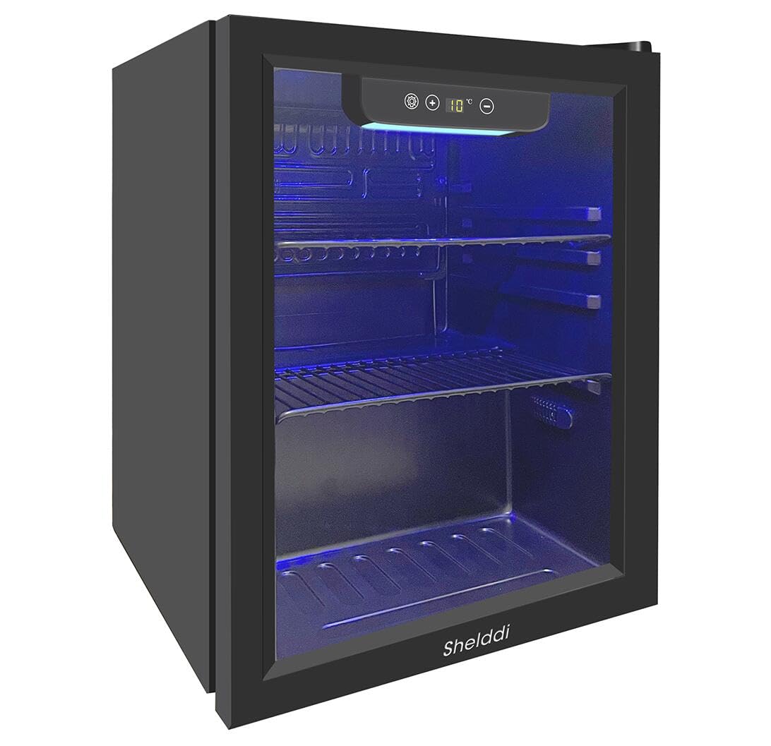 Amazon | Shelddi 小型冷蔵庫 48L コンプレッサー式 透明ガラスドア