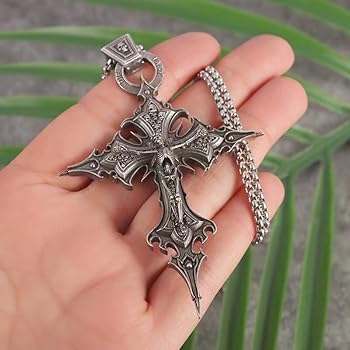 Amazon.co.jp: Yuoos Vintage Gothic Cross Skull Pendant Necklace