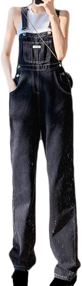 Amazon | [FDGFJ] オーバーオール レディース ブラック 黒デニム