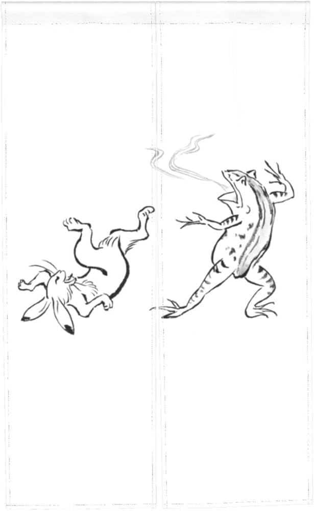 Amazon｜暖簾 のれん 鳥獣戯画 ドアカーテン 目隠し 間仕切り おしゃれ