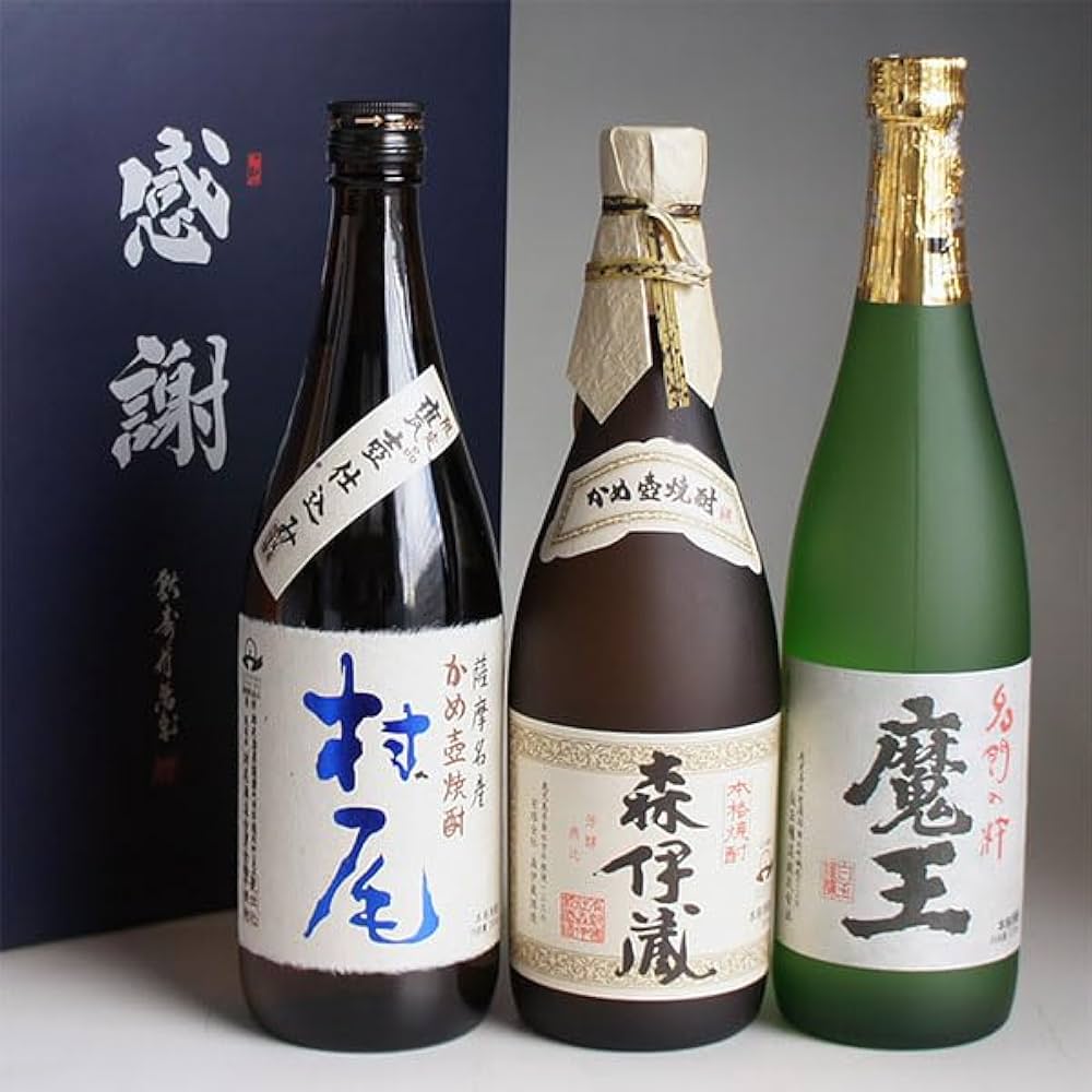 Amazon.co.jp: 森伊蔵・魔王・村尾 芋焼酎3M 飲み比べ 中サイズ3本