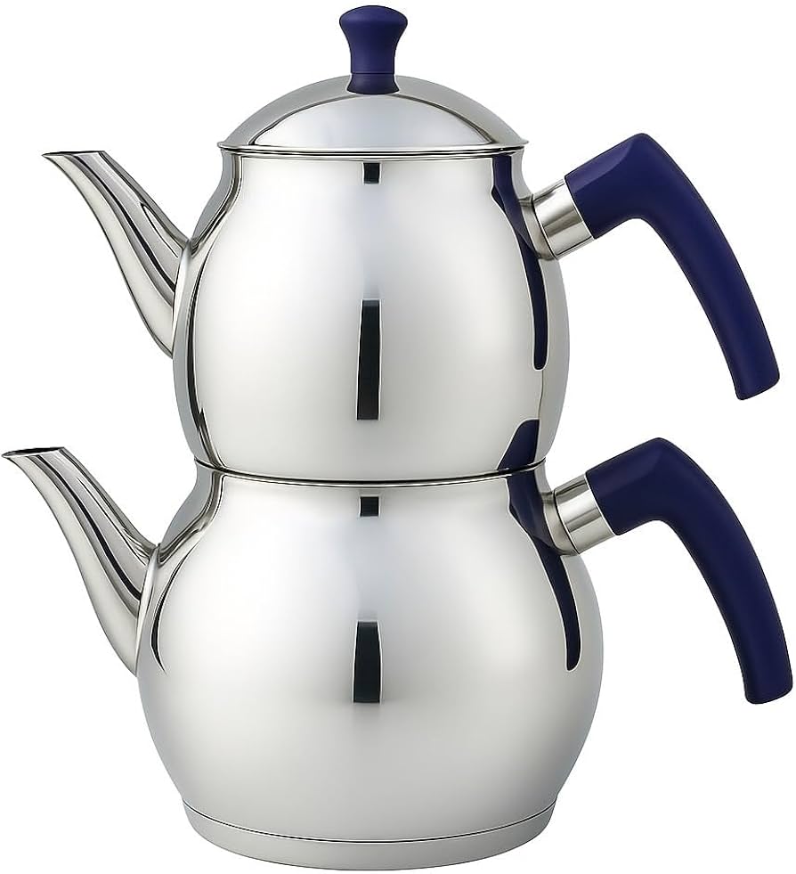 Amazon | トルコ式 チャイポット 2段式 ステンレス製 ティーポット