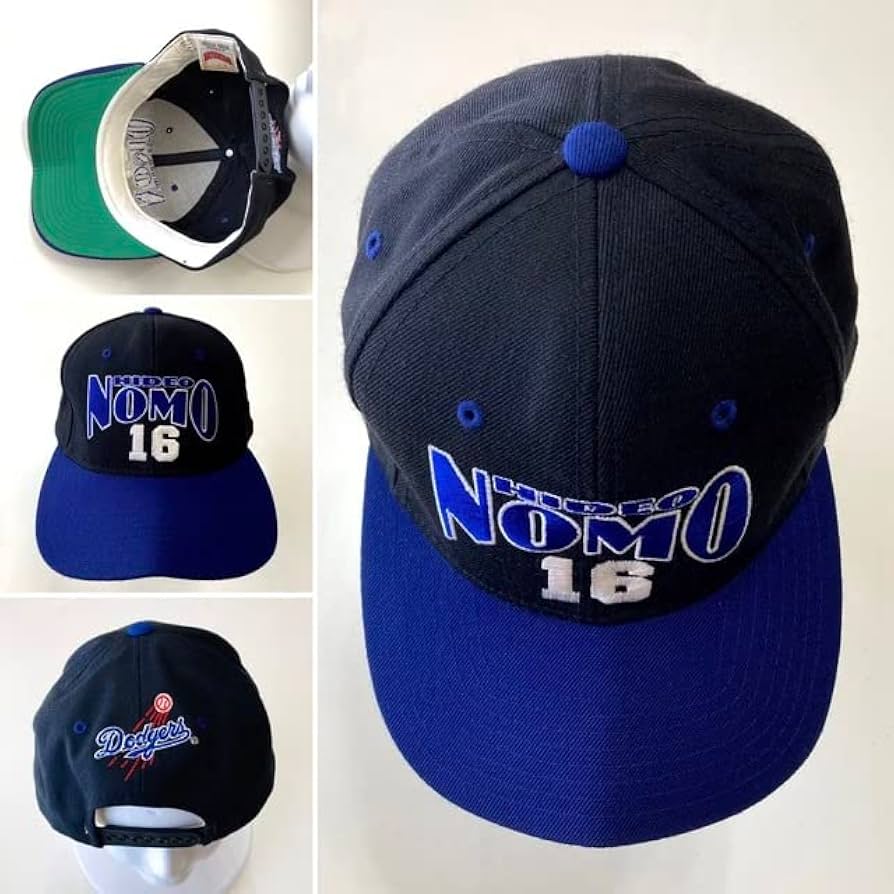 Amazon.co.jp: 90s NOMO 野茂英雄 ドジャース キャップ 帽子 黒青