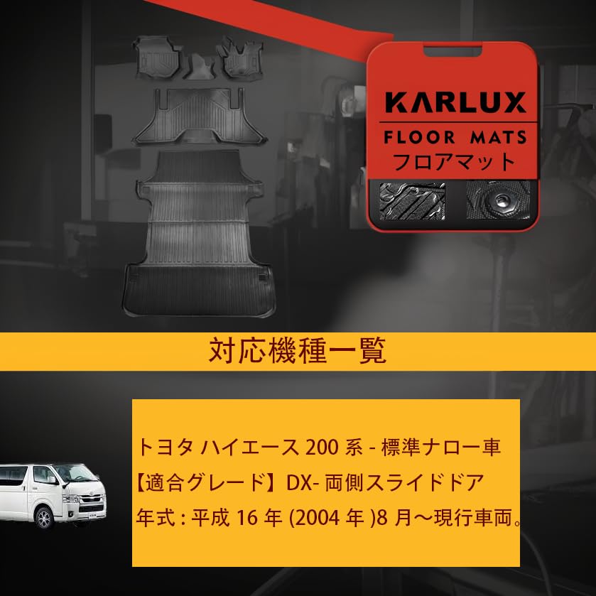 Amazon | KARLUX トヨタ ハイエース200系DX専用のフロアマット