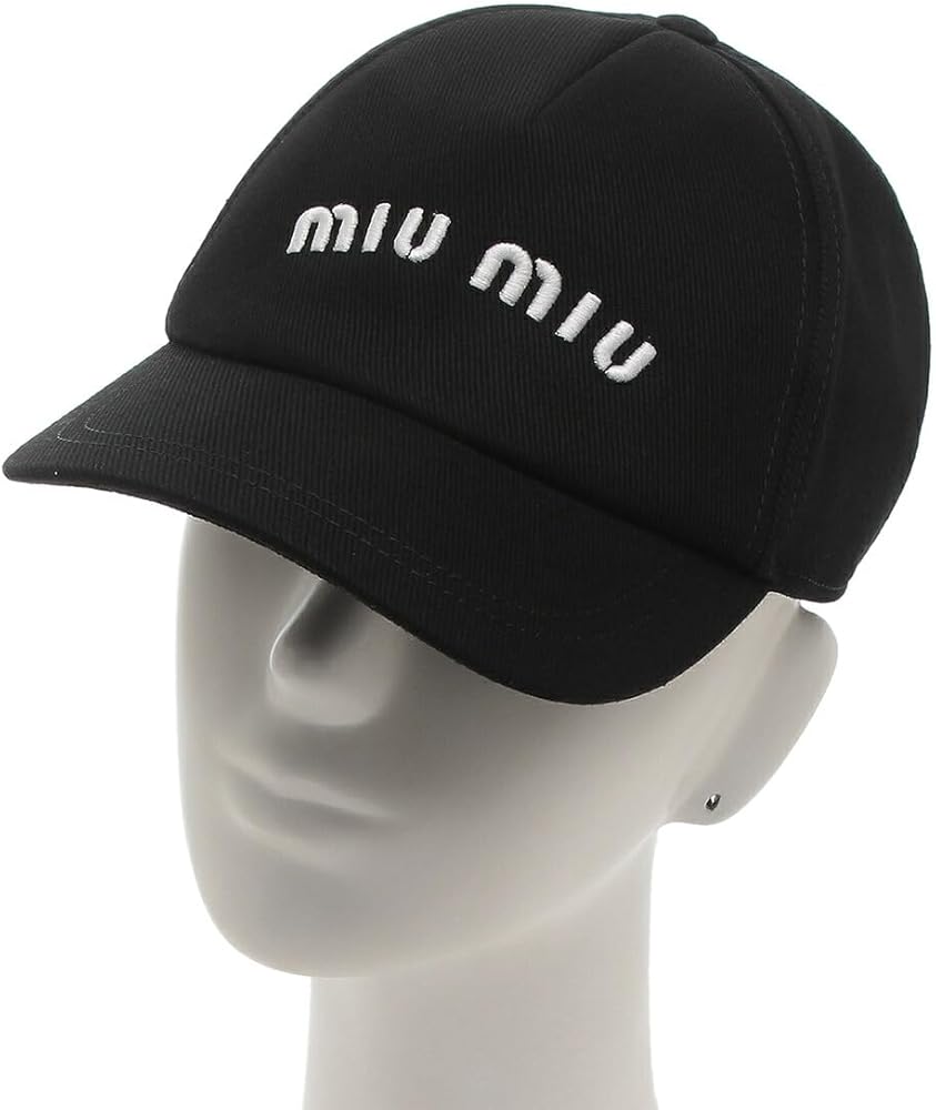 Amazon | [ミュウミュウ] 帽子 ドリル ベースボールキャップ ブラック