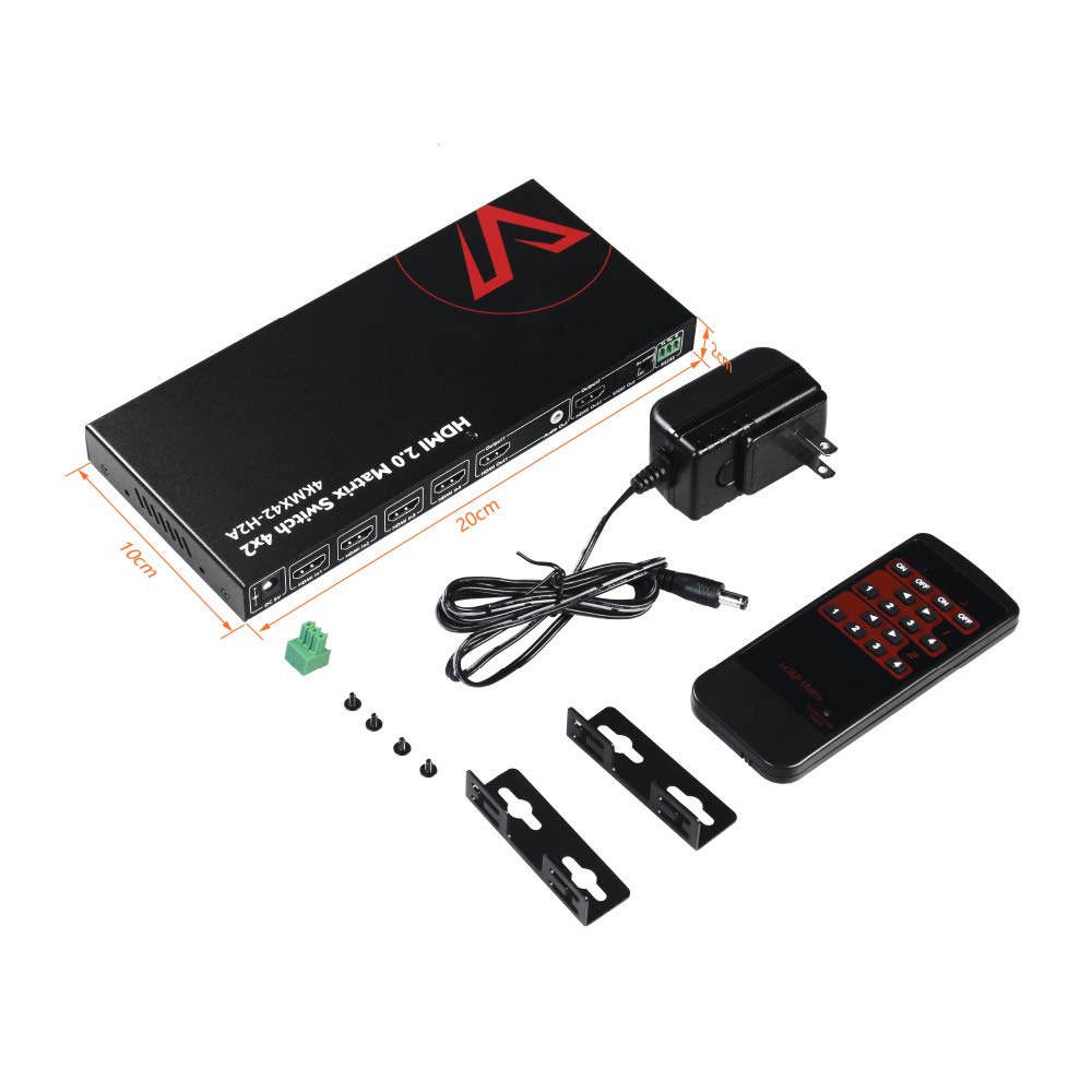 Amazon | AV Access HDMIマトリックス, 4K@60Hz 4:4:4 4入力2出力 4x2