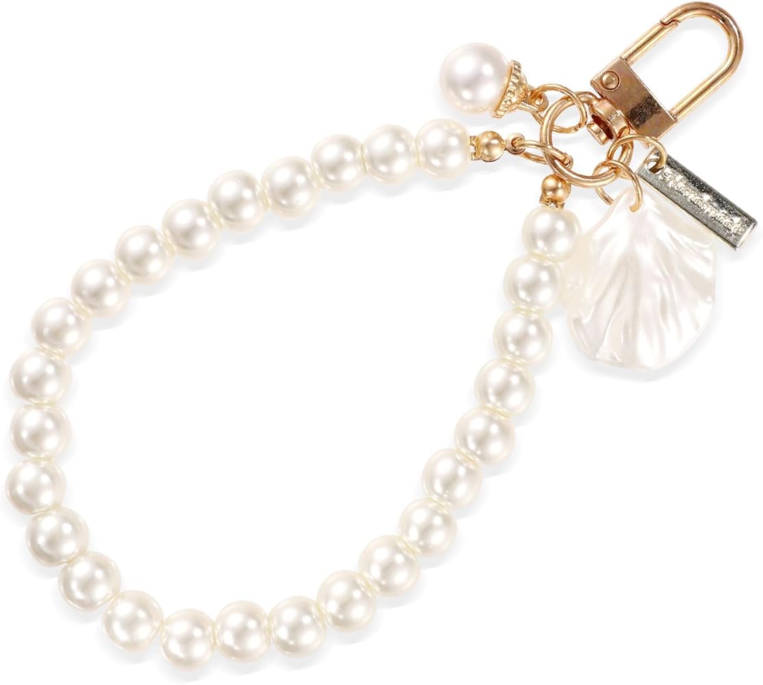 Amazon.com: PEUTIER Pearl Phone Charm, Beaded Phone Wrist Strap