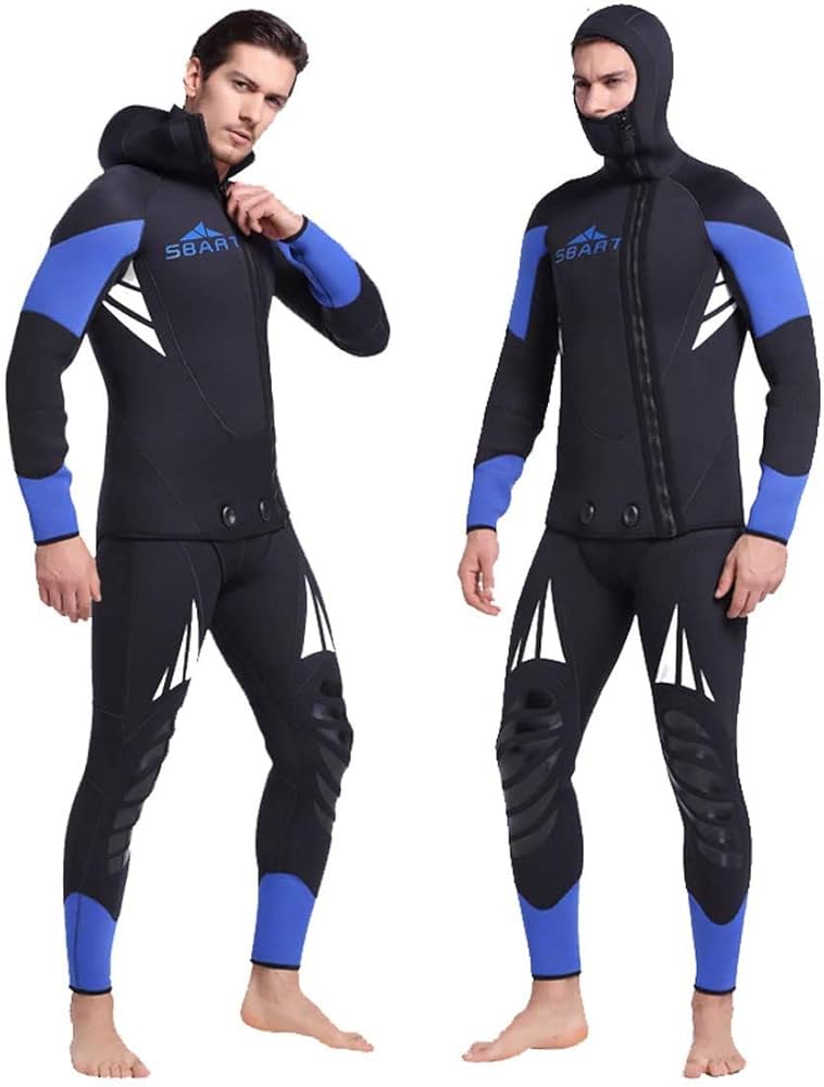 Amazon | HUANG ウェットスーツ 5mm メンズ 冬用 フード付き 素潜り