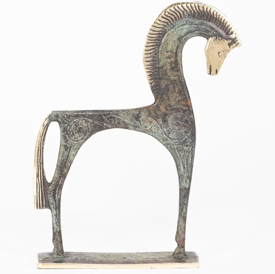 Amazon.co.jp: 古代ギリシャ風ブロンズ 幾何学時代の馬の像 レプリカ