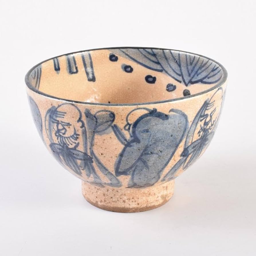 Amazon.co.jp: 茶道具 青木木米 聾米造 染付群仙文 茶碗 時代箱付 C