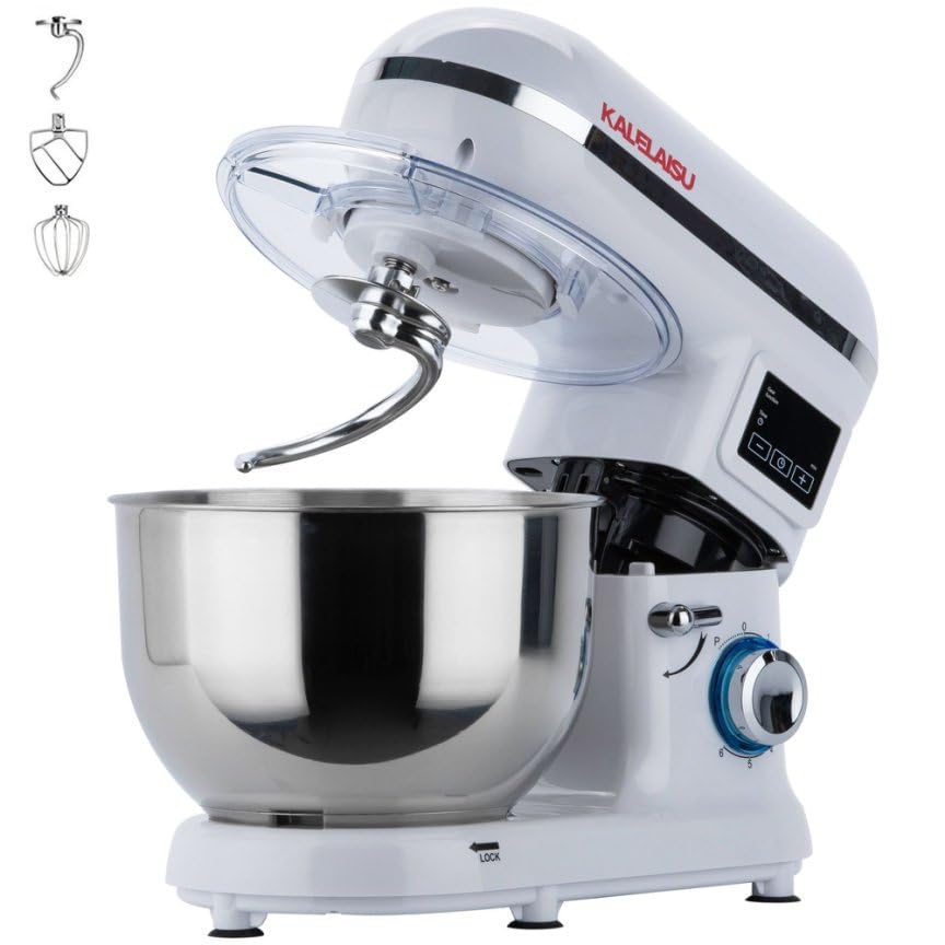 Amazon | KALELAISU スタンドミキサー 5.5L大容量 99分タイマー機能 三