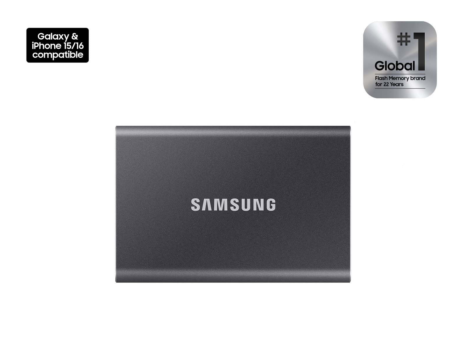 SAMSUNG T7 1TB, Portable SSD, Grey, up to 1050MB/s, USB 3.2 Gen2