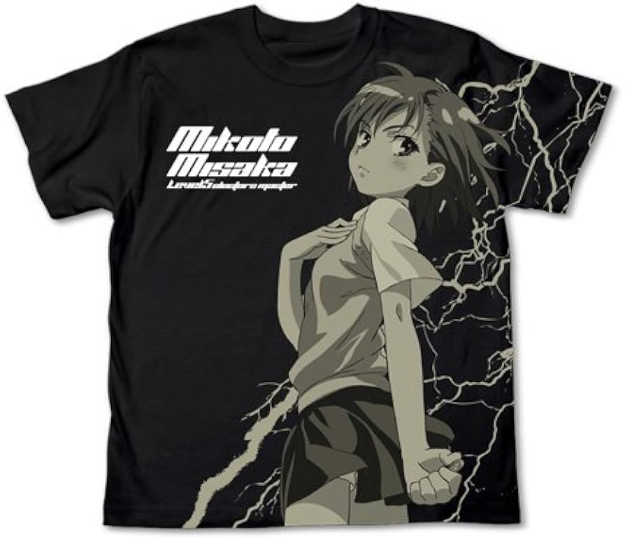 Amazon.co.jp: とある科学の超電磁砲 御坂美琴Tシャツ ブラック サイズ