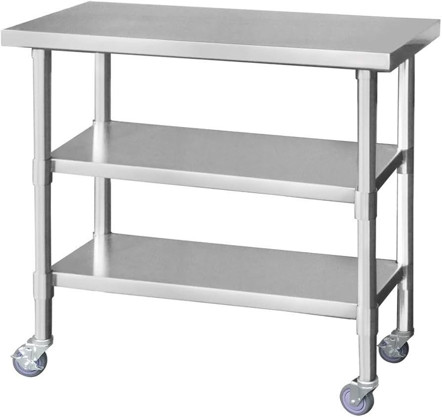 Amazon.co.jp: ステンレス 作業台 キャスター付き 3段 業務用 調理台