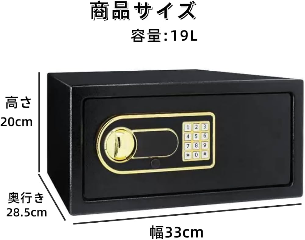 Amazon.co.jp: 金庫 家庭用 小型 防犯金庫 A4書類横収納可能 19L 鍵