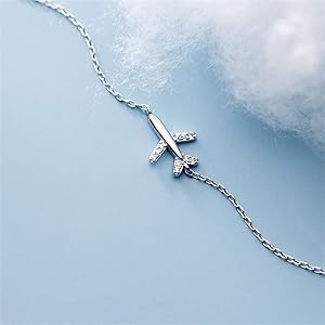 Amazon.com: Dtja Crystal Airplane Bracelet for Women Sterling